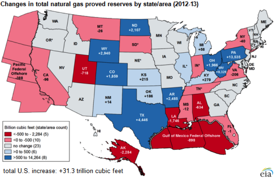 Natural Gas Proved Reserves Map